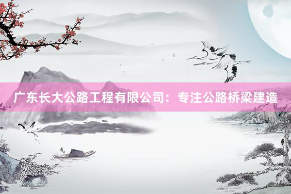 广东长大公路工程有限公司：专注公路桥梁建造